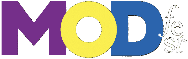 A graphic with colored letters that spell MODfest